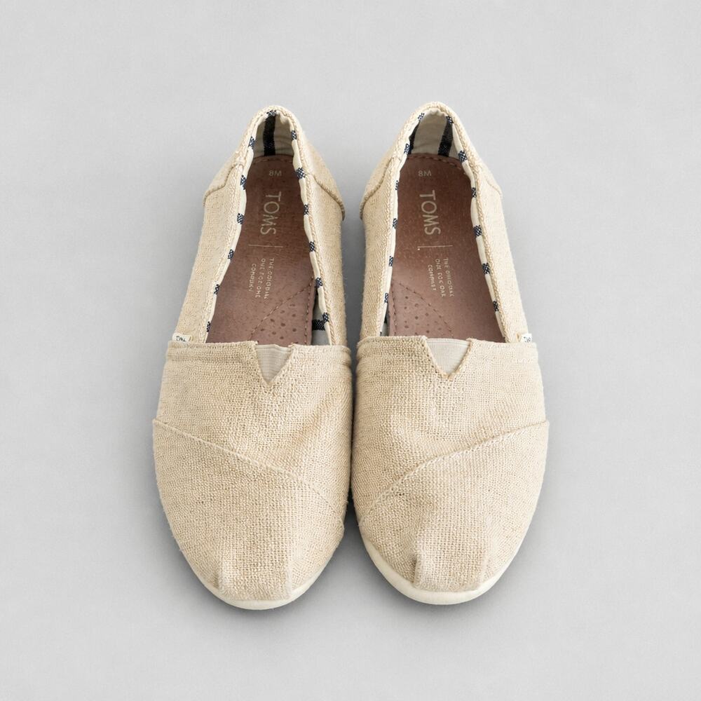 TOMS Alpargata Heritage Canvas Slip On Flats Natural Burlap Women's Size 8 M